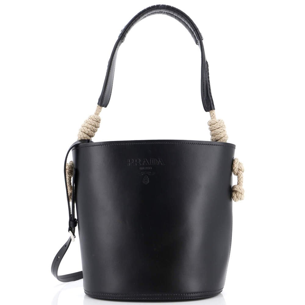 Prada Tambour Bucket Bag Leather With #148886P82B - Picture 1 of 9